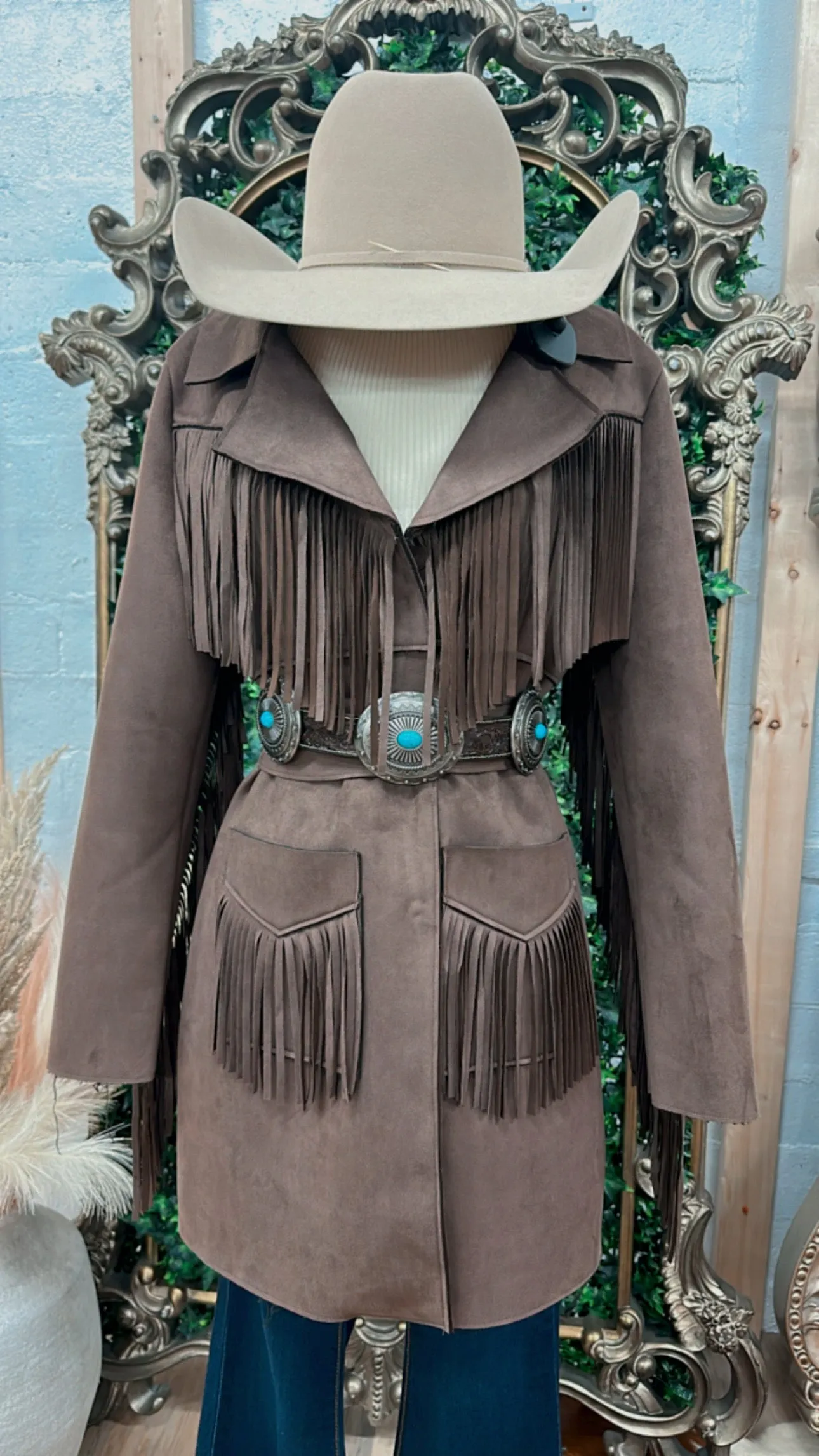 “ Paula “ | WOMEN WESTERN COAT BROWN FRINGE PRWO92RZWC