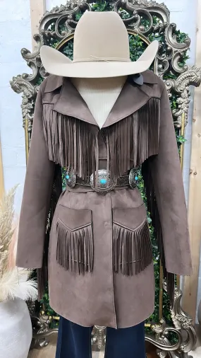 “ Paula “ | WOMEN WESTERN COAT BROWN FRINGE PRWO92RZWC