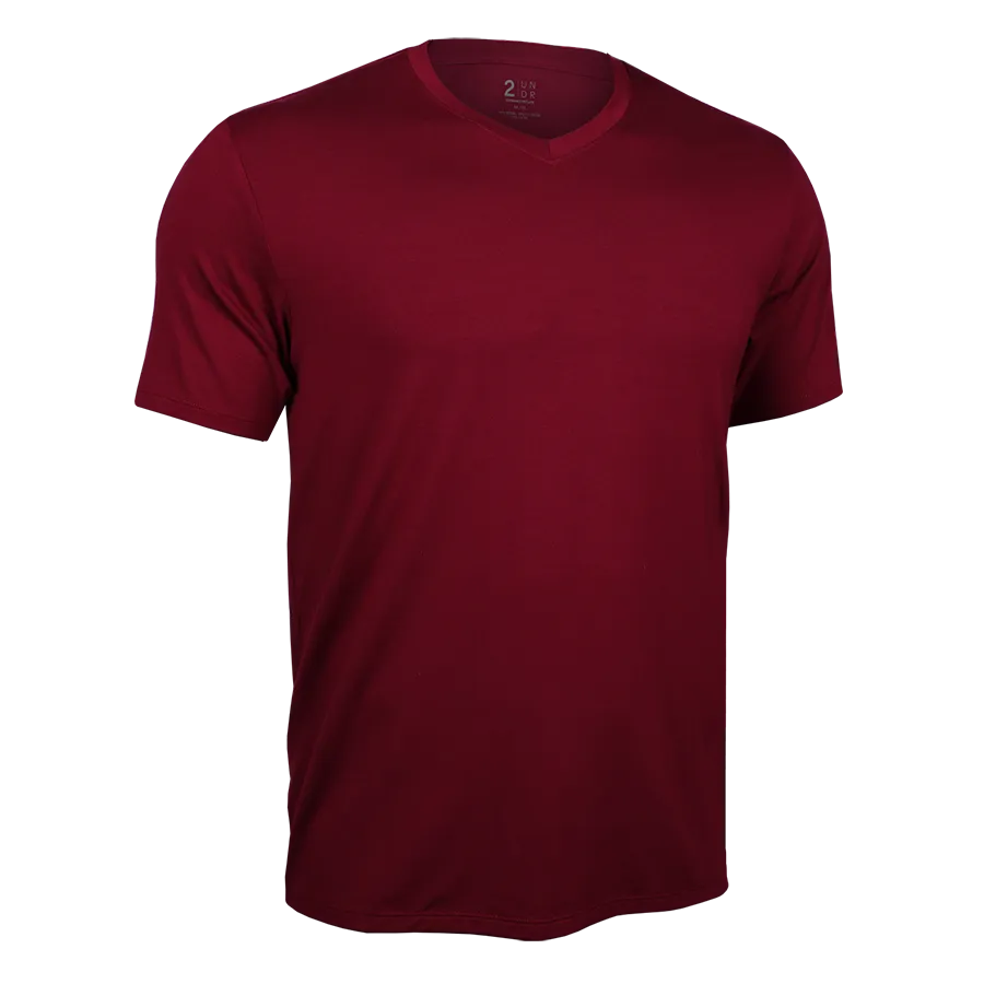 2UNDR V Neck Tee In Merlot