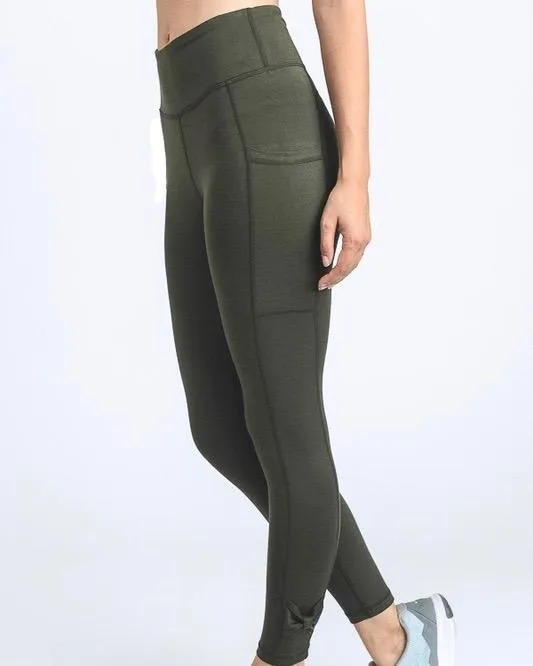 Active Hearts - Ribbon Accent Full Length Sports Leggings