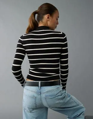 AE Striped Mock Neck Sweater-