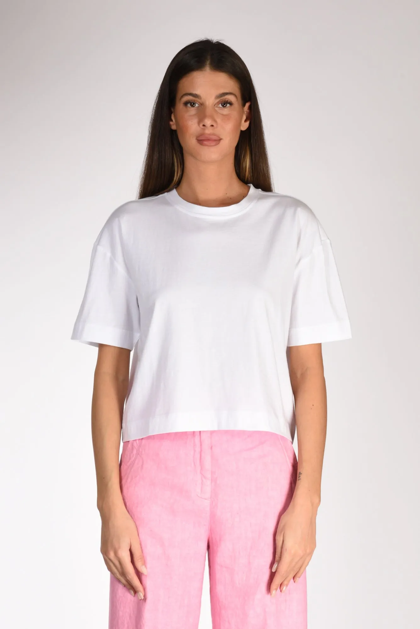 Allude Tshirt Crop Bianco Donna