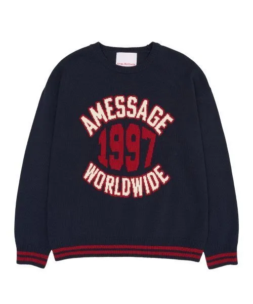 AMES-WORLDWIDE  |Crew Neck Unisex Blended Fabrics Street Style Long Sleeves