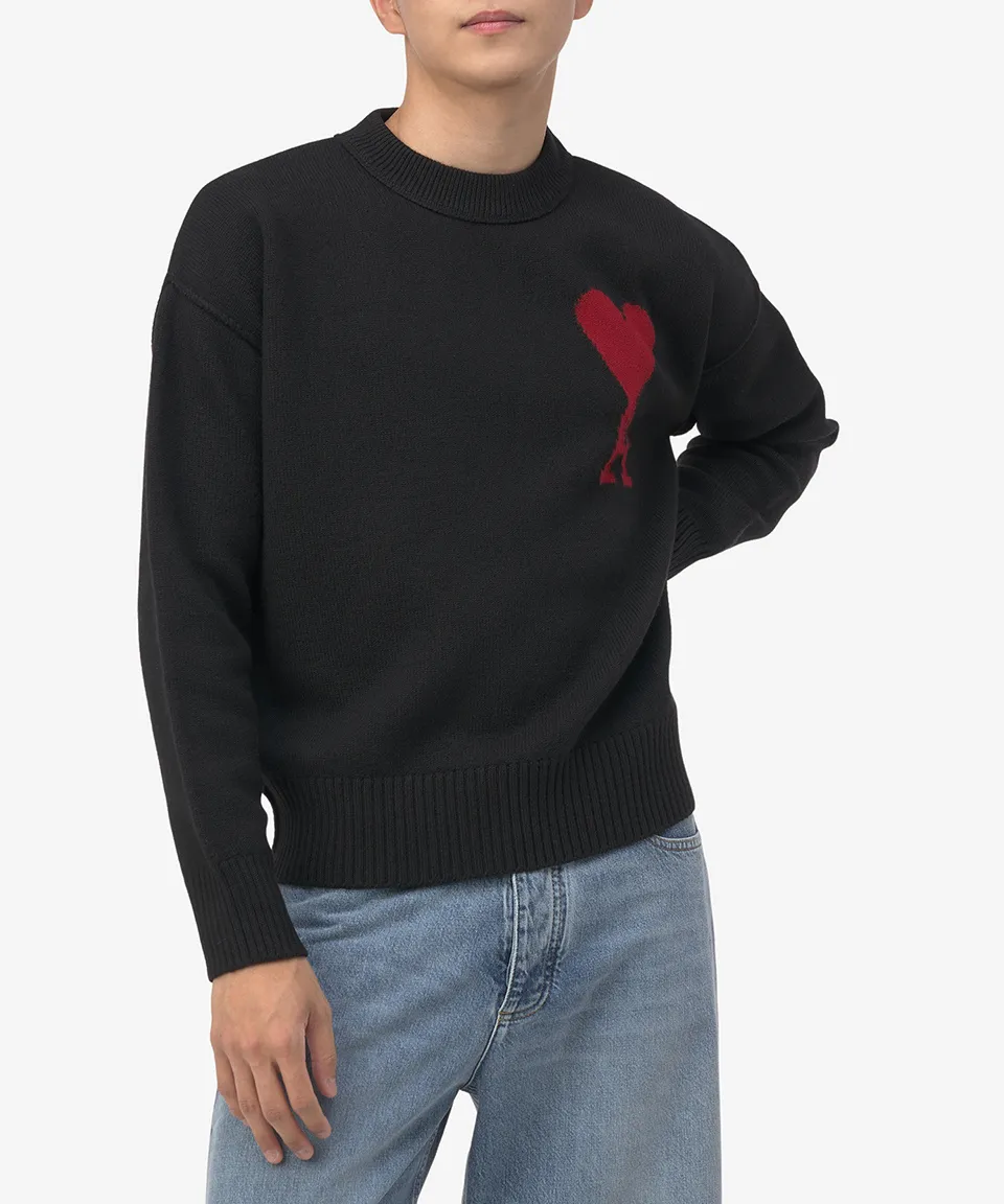 AMI PARIS  |Crew Neck Wool Street Style Long Sleeves Plain Logo