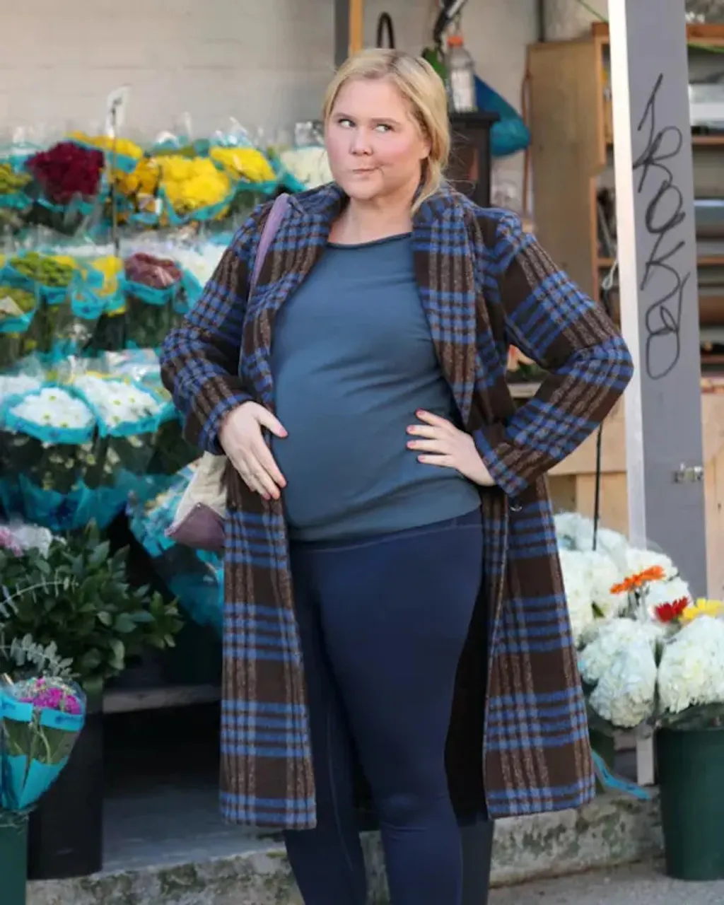 Amy Schumer Plaid Long Coat