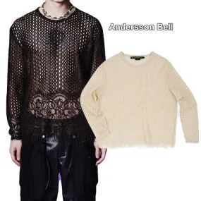 ANDERSSON BELL  |Nylon Street Style U-Neck Long Sleeves Plain Sweaters