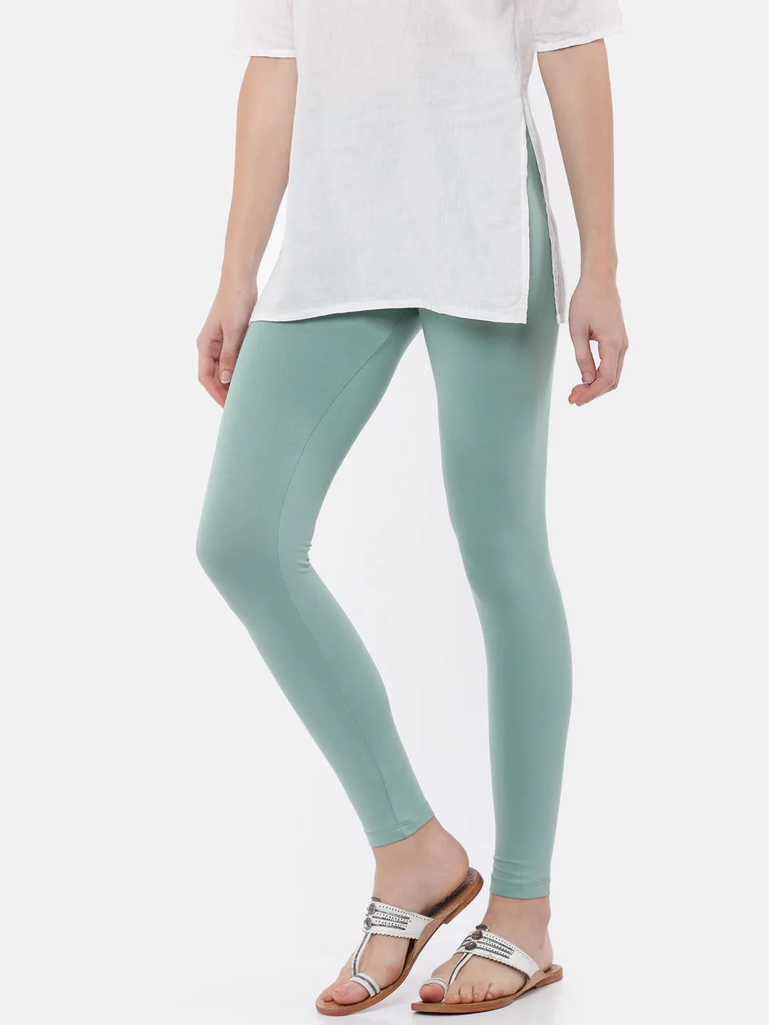 Ankle Length Leggings Cotton-Light Petrol