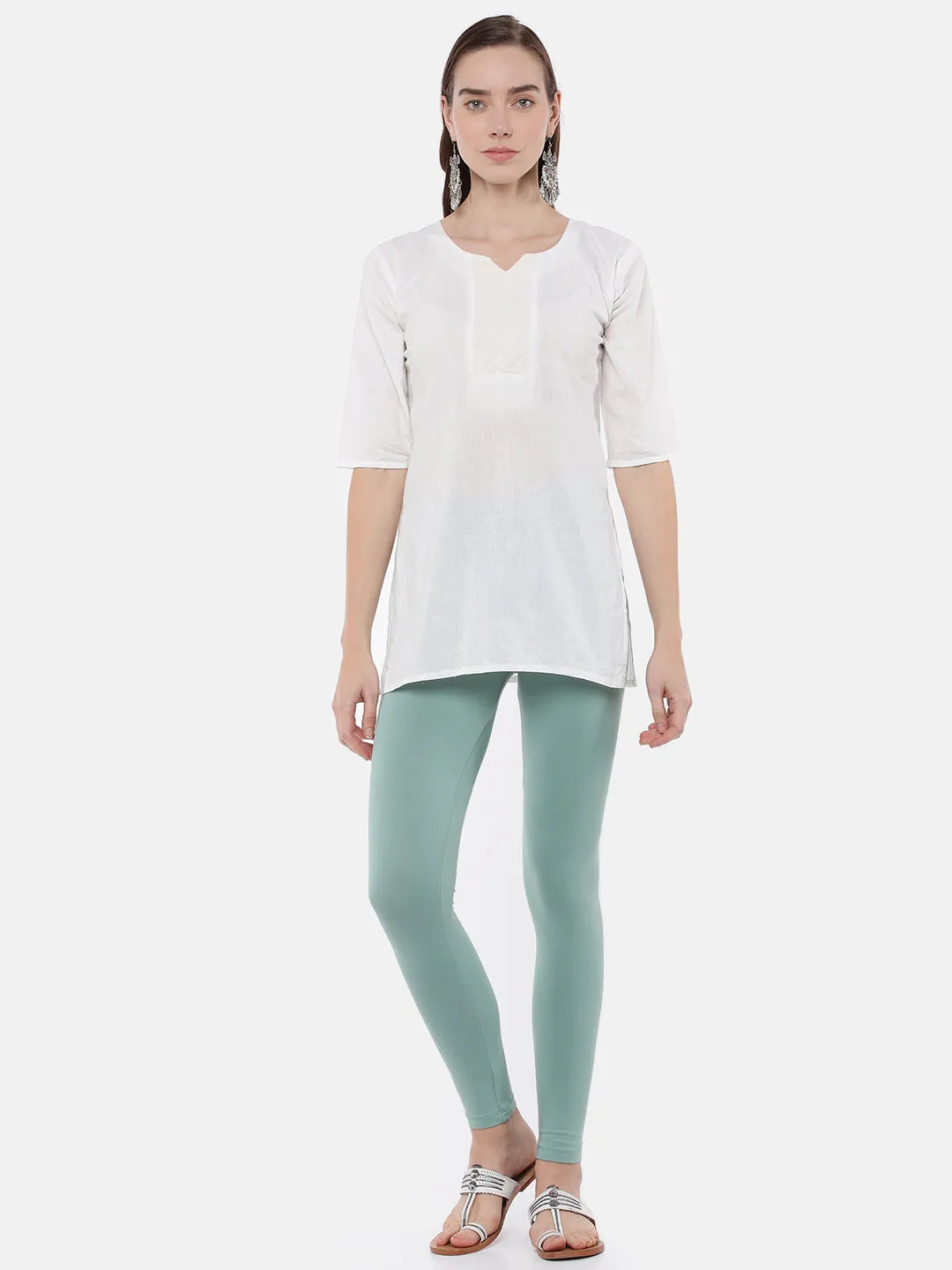 Ankle Length Leggings Cotton-Light Petrol