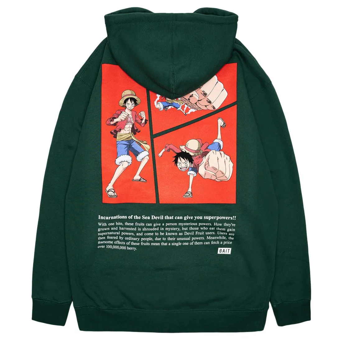 BAIT x One Piece Men Devil Fruit Luffy Hoody (green)