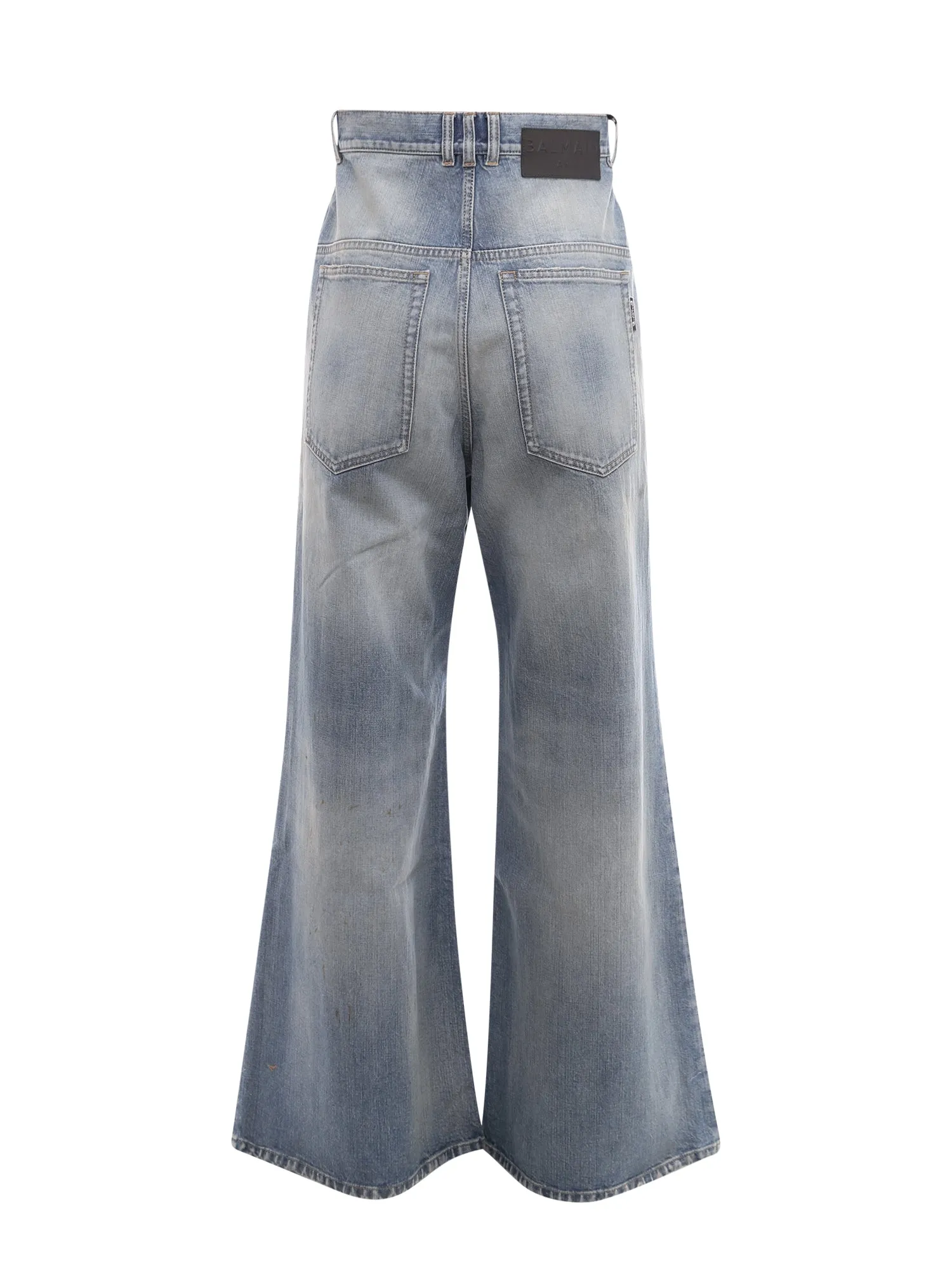 Balmain Distressed Wide Leg Jeans