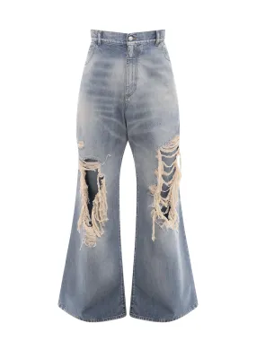 Balmain Distressed Wide Leg Jeans