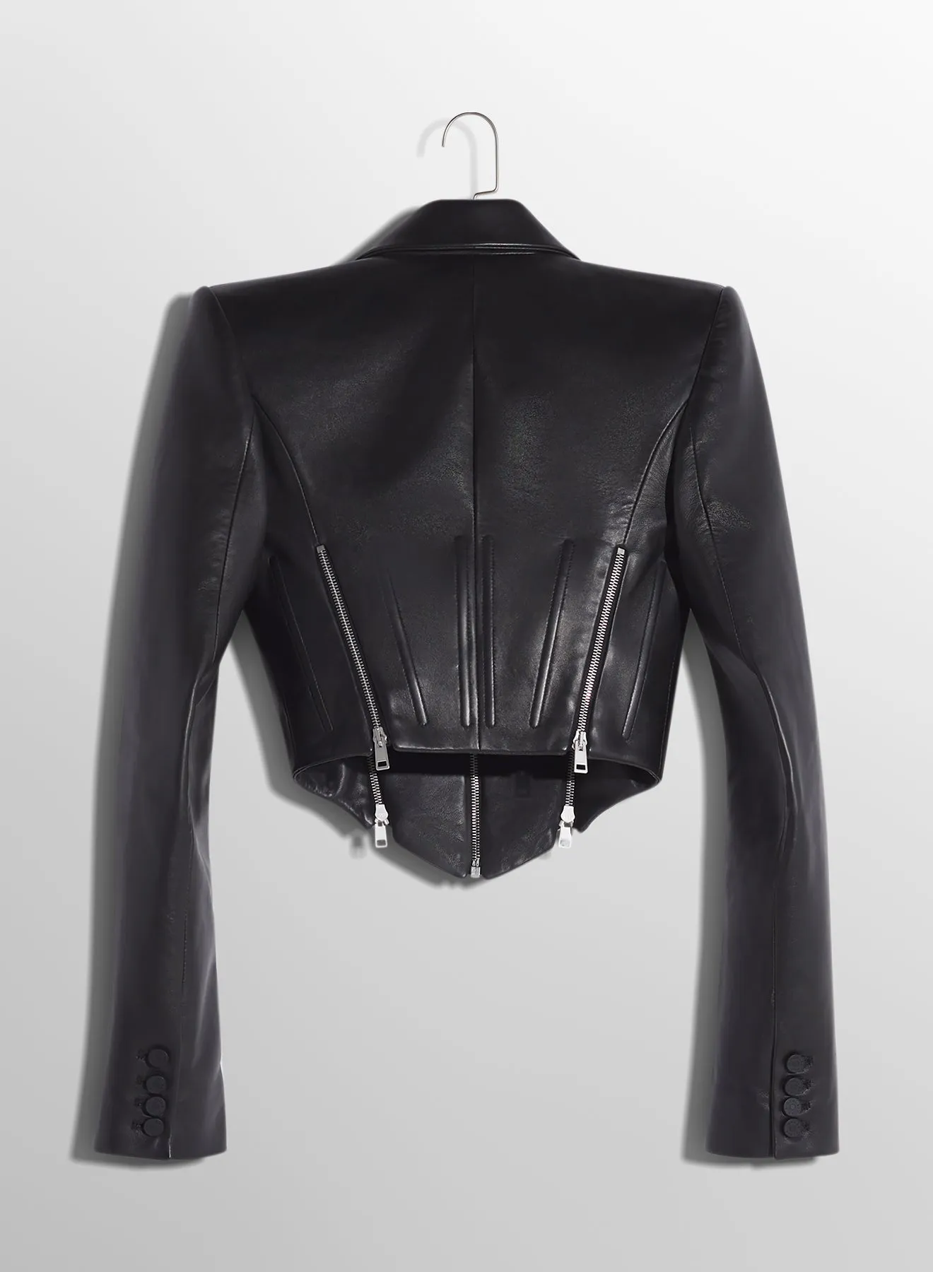 black zipped leather jacket