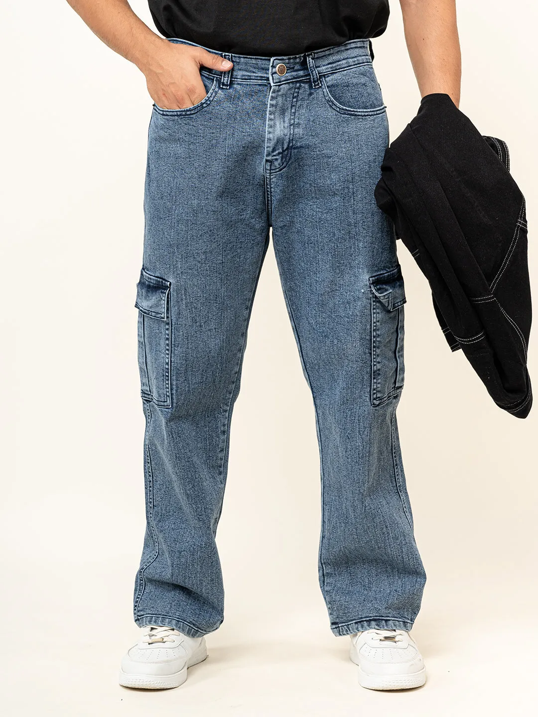 Blue 6 Pocket Denim Baggy Jeans