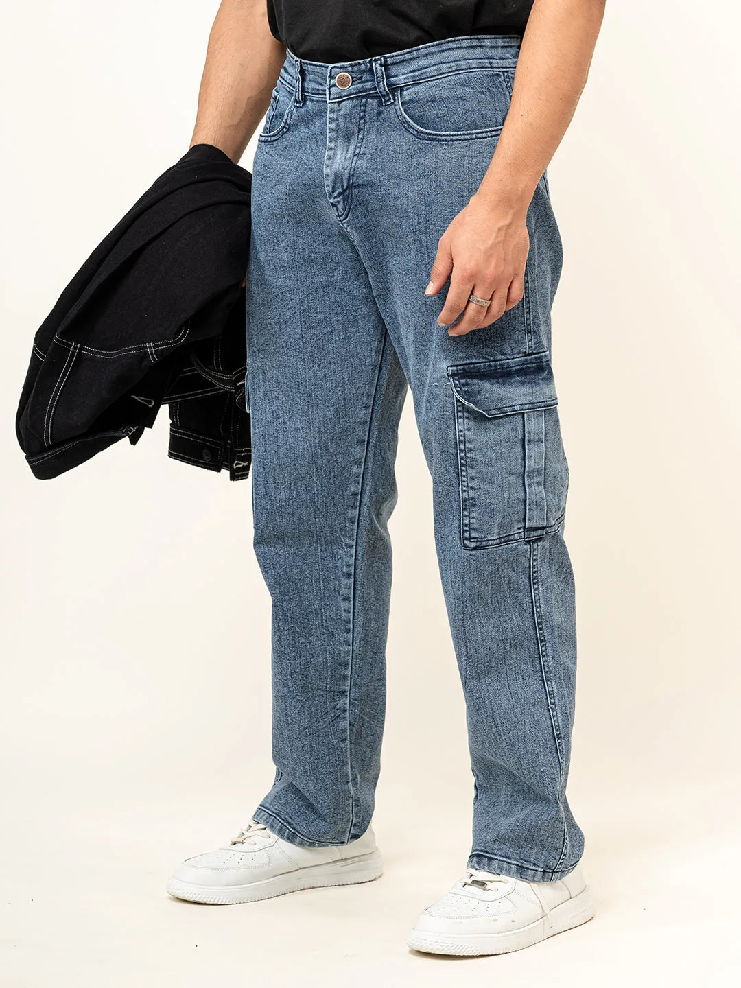 Blue 6 Pocket Denim Baggy Jeans