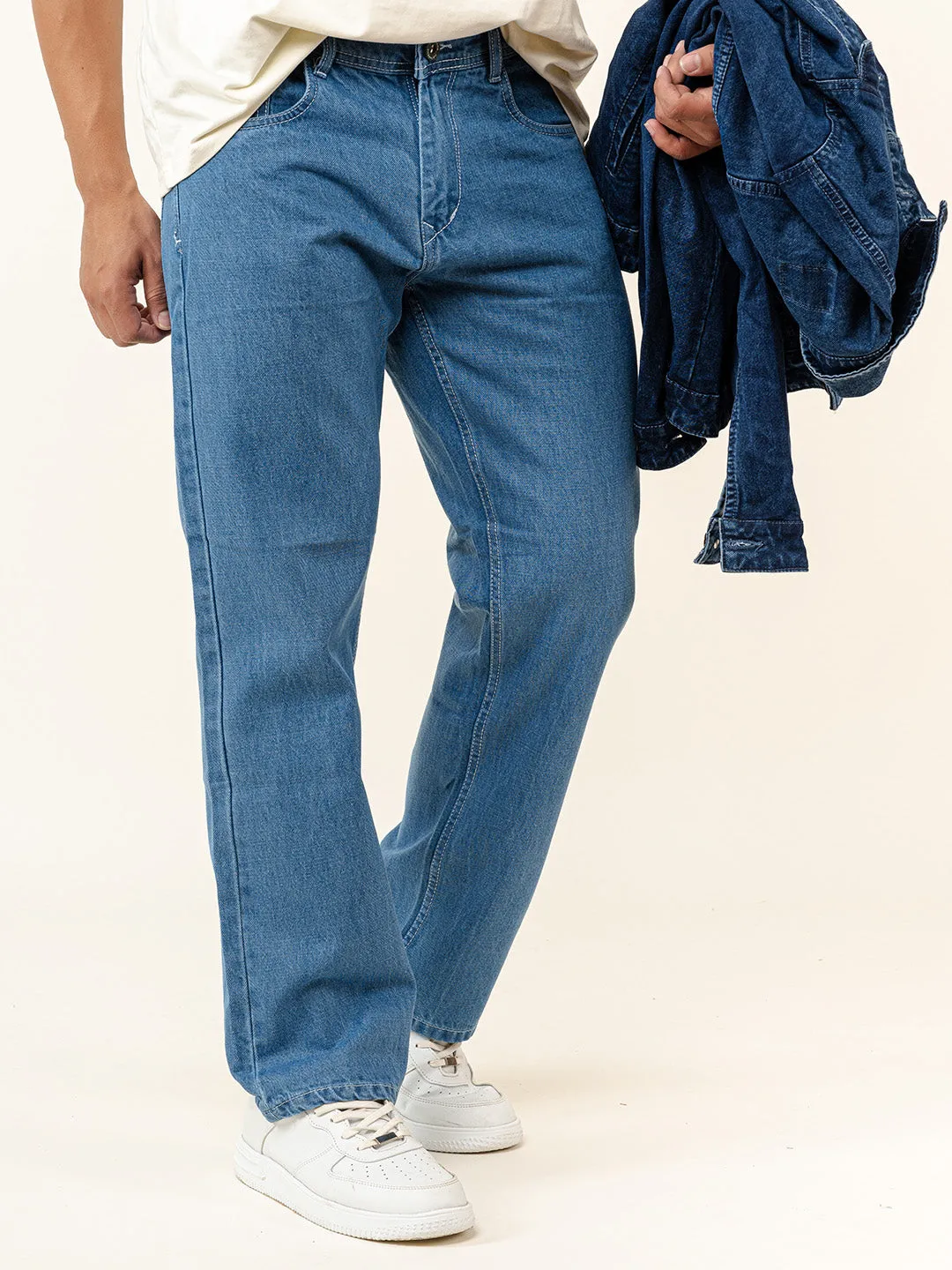 Blue Straight Fit Denim Jeans