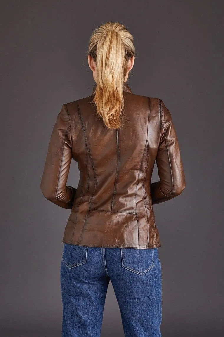 Brown Leather Jackets Womens