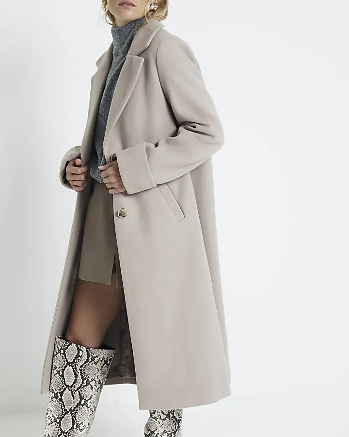 Brown roll sleeve longline coat