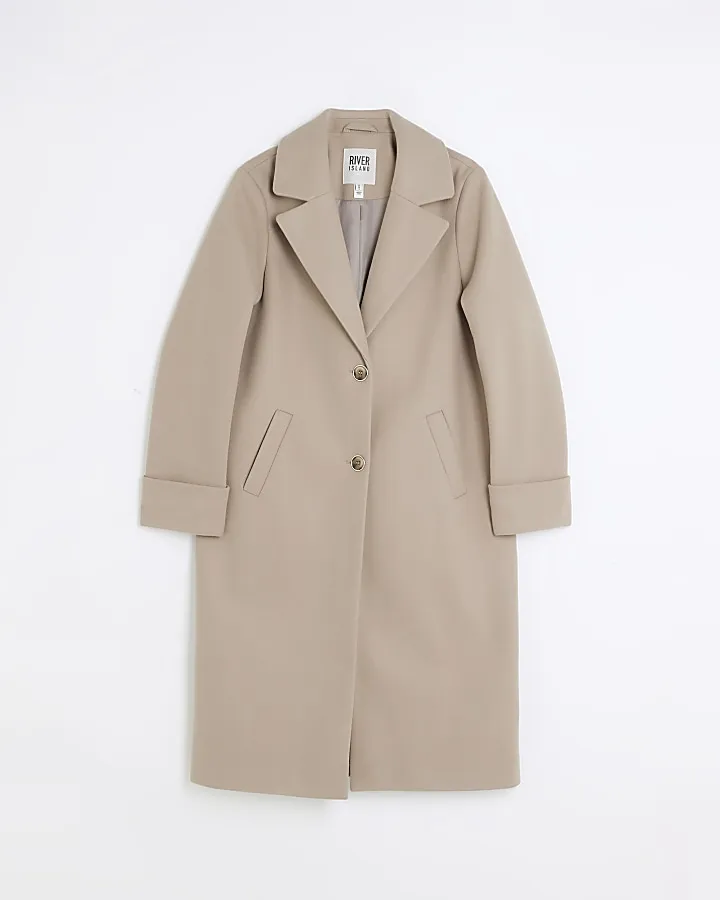 Brown roll sleeve longline coat