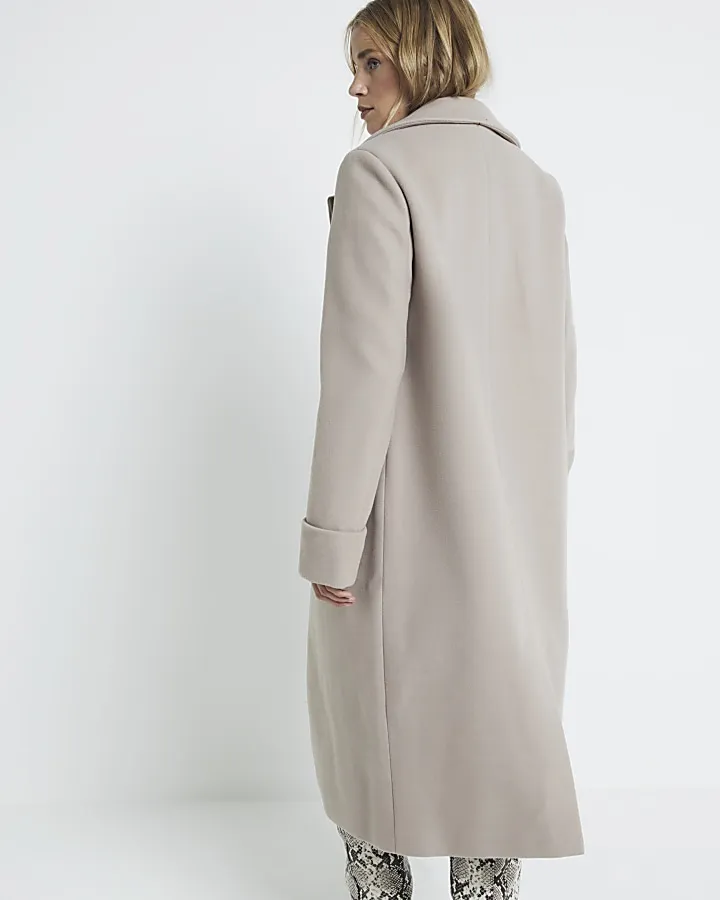 Brown roll sleeve longline coat