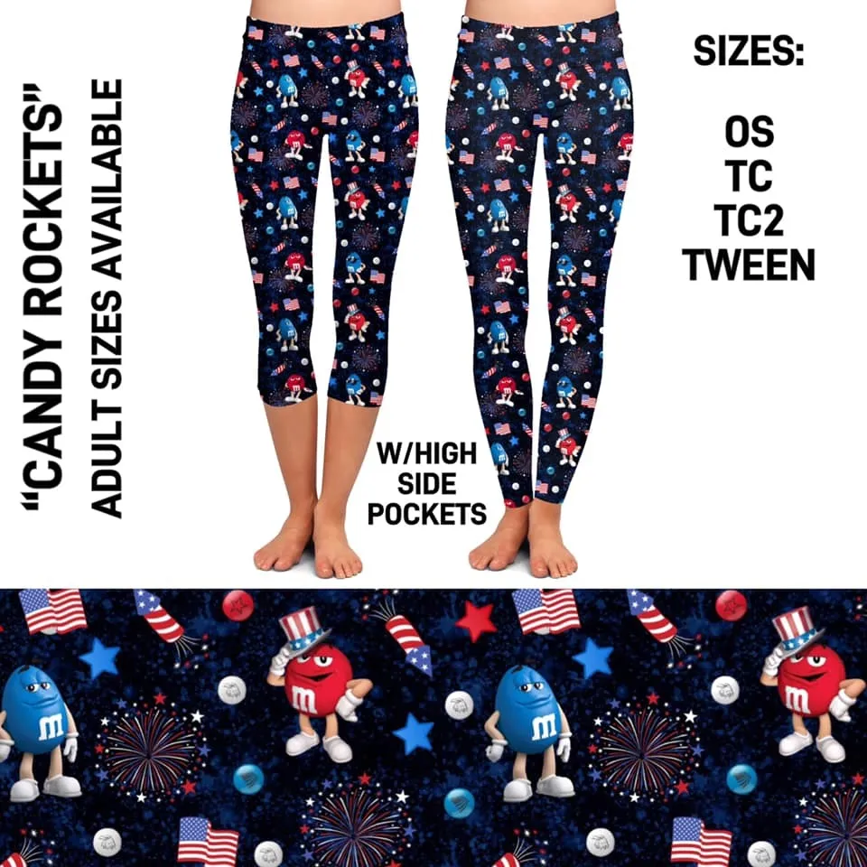 Candy Rockets Capri Soft Leggings with Pockets