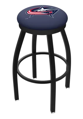 Columbus Blue Jackets HBS Black Swivel Bar Stool with Blue Cushion