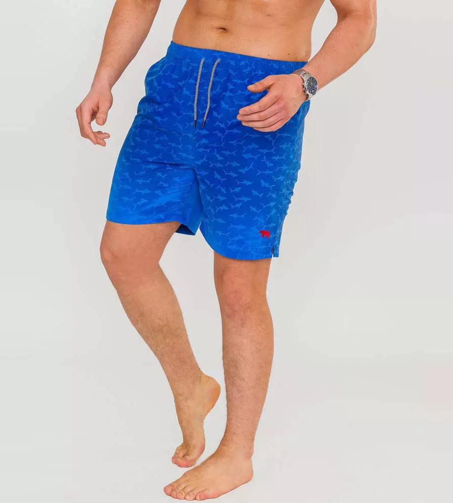 D555 Mens Water Activated Swim Shorts With Shark Print (CROSLEY)