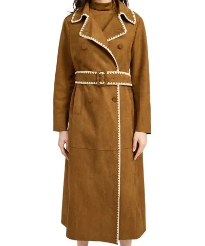 En Saison Women's Logan Faux-Suede Belted Trench Coat