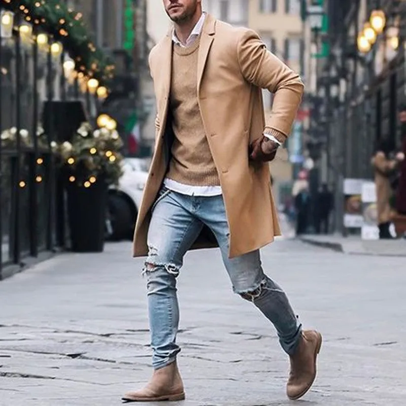 Fashion Winter Men's Trench Long Jackets Coats