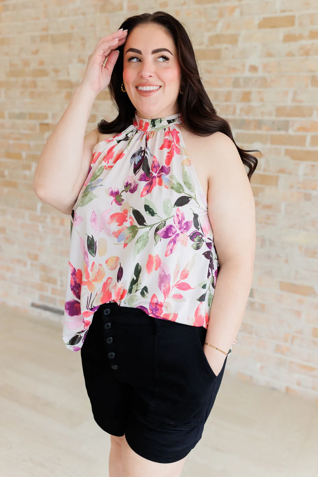 Feeling Lovely Floral Halter Blouse