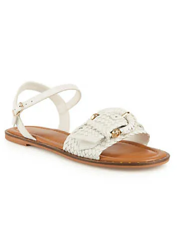 Freemans Leather Weave Buckle Flat Sandals