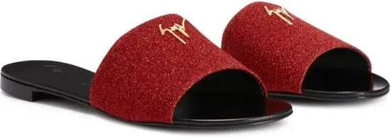 Giuseppe Zanotti Shirley glitter-detail flat sandals Red