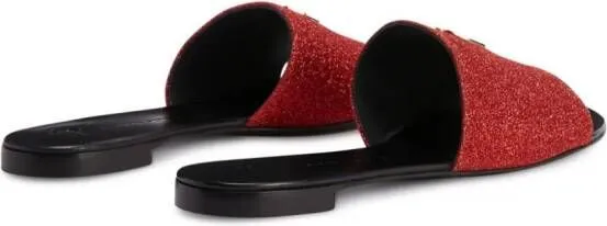 Giuseppe Zanotti Shirley glitter-detail flat sandals Red