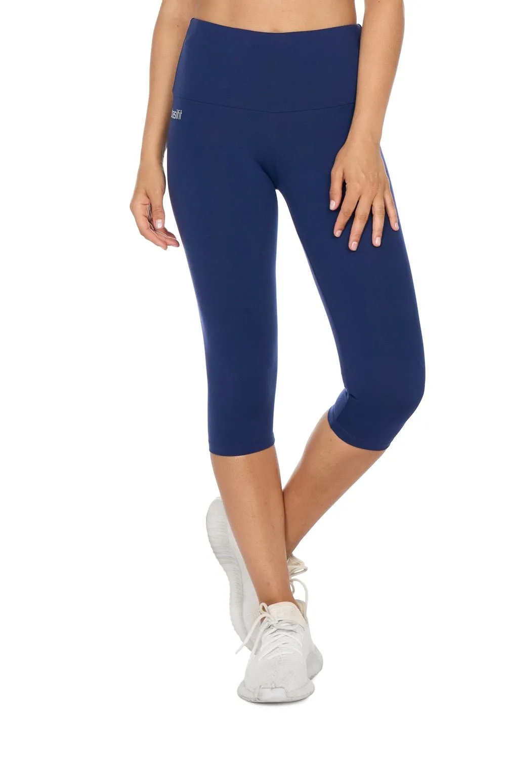 High-Waisted Supplex Under Knee Tights - Blue