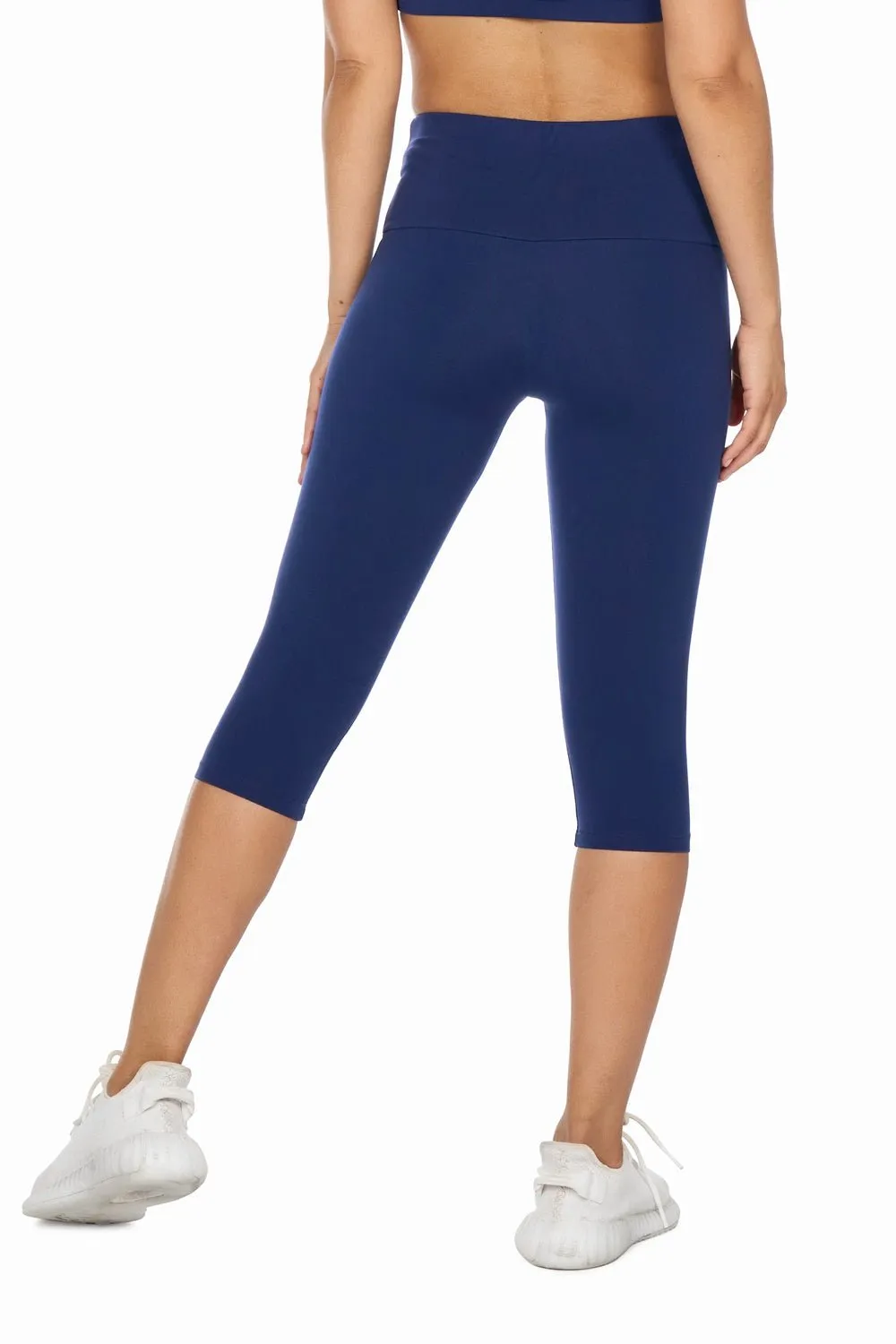 High-Waisted Supplex Under Knee Tights - Blue