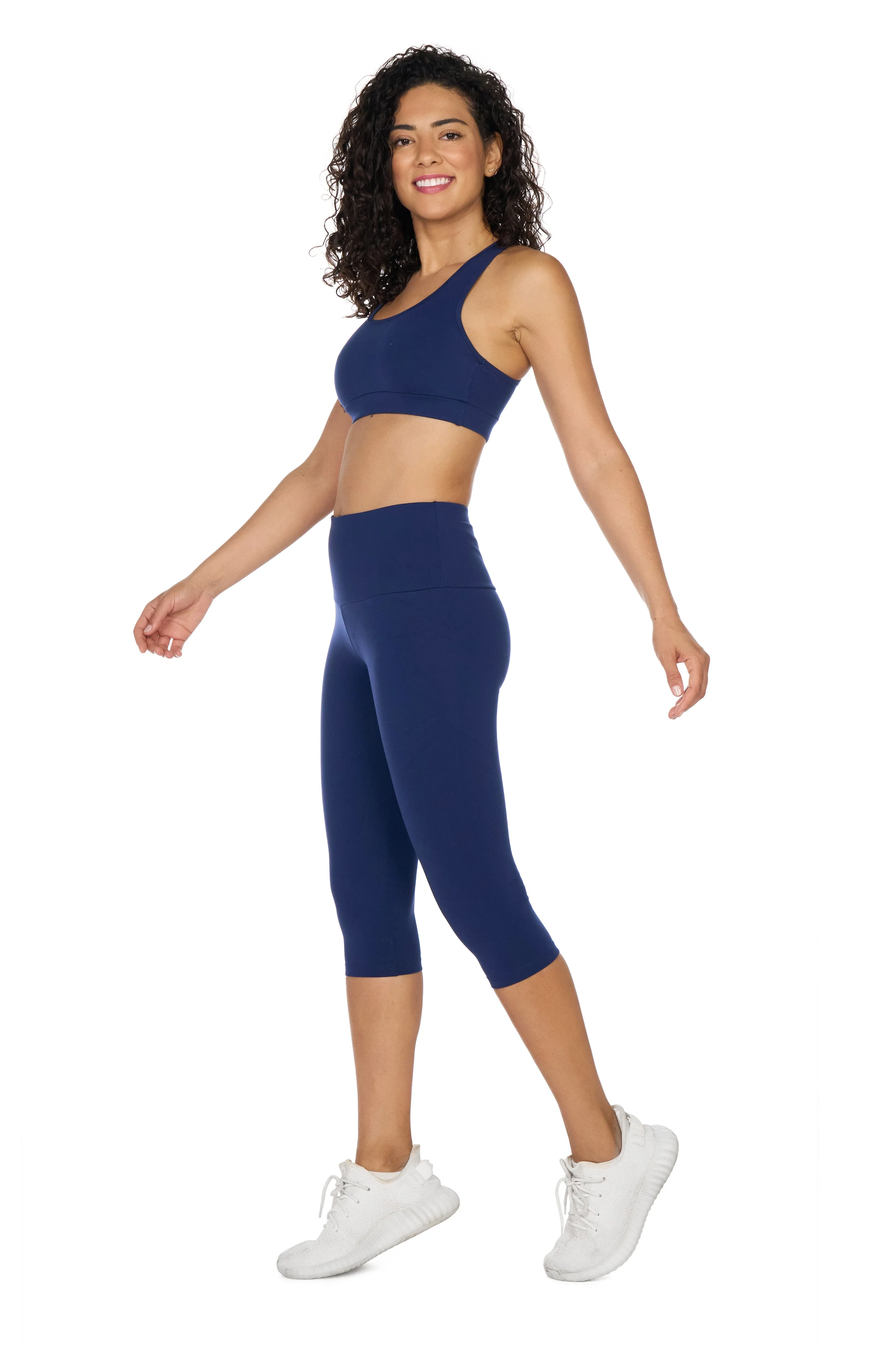 High-Waisted Supplex Under Knee Tights - Blue