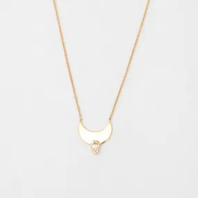 Horizon Crescent Necklace with Pear Diamond