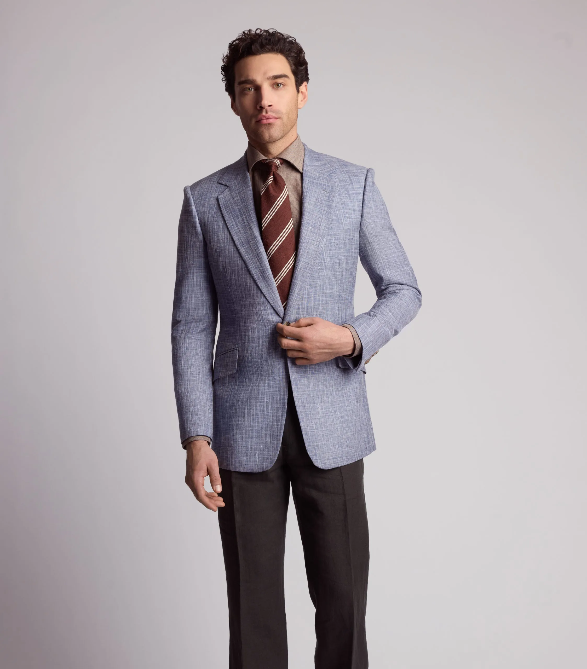 Ice Blue Linen and Silk Sports Jacket