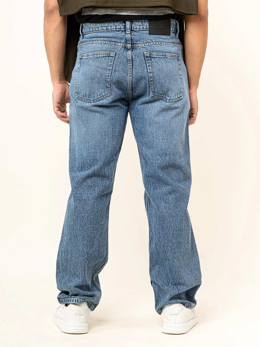 Indigo Knee Cut Baggy Denim jeans