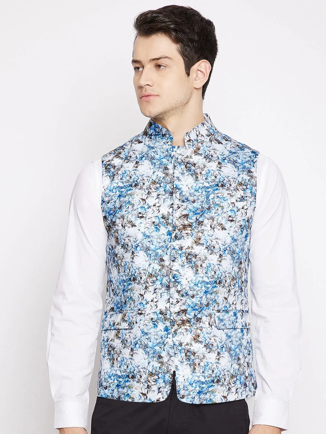 Insey Abstract Print Nehru Jacket