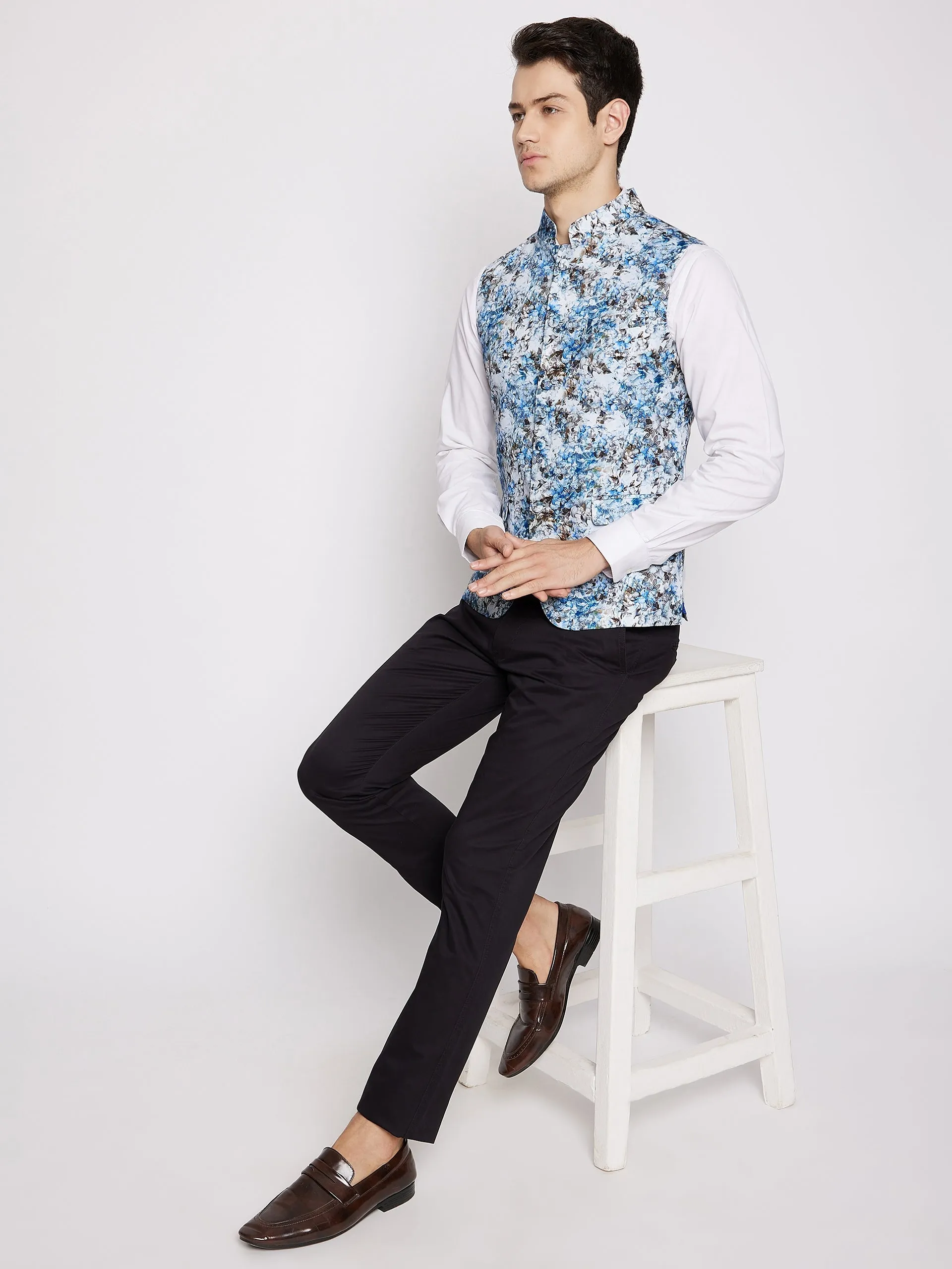 Insey Abstract Print Nehru Jacket