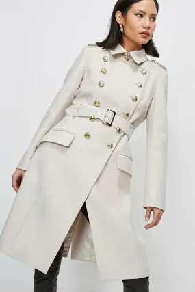 Italian Longline Wool Trench Coat | Karen Millen