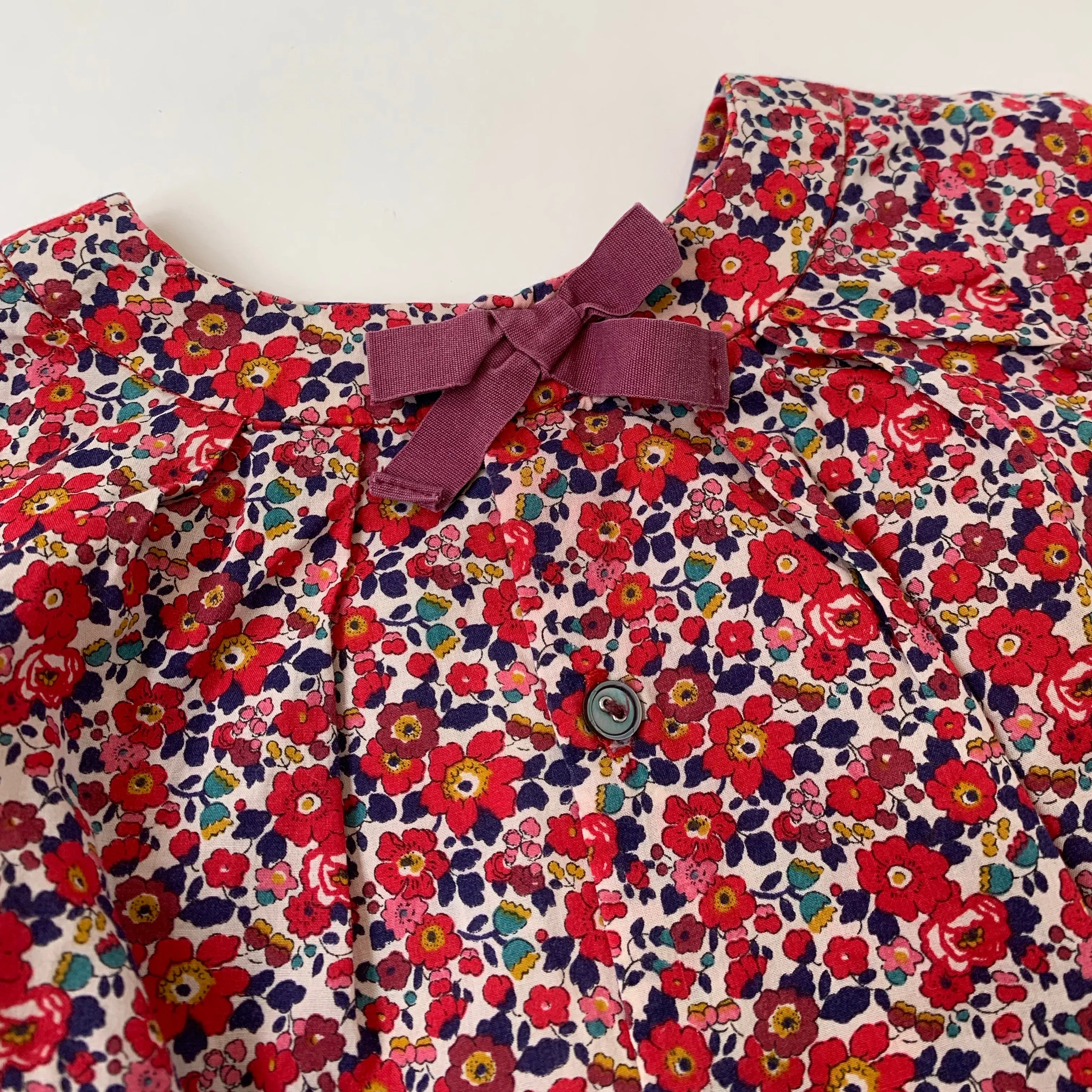 Jacadi Red Liberty Print Blouse With Bow: 18 Months