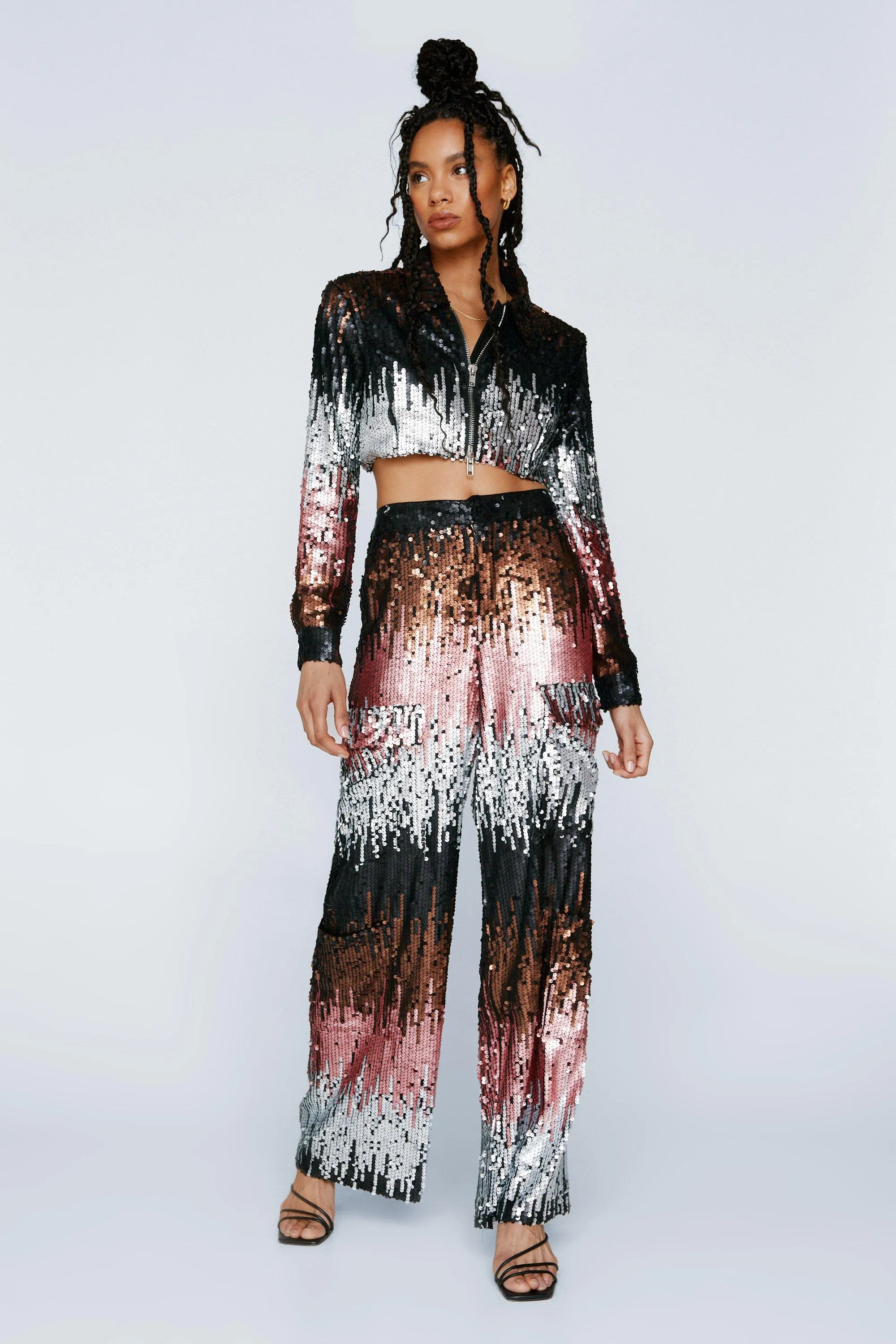 Jackets & Coats | Ombre Sequin Crop Jacket | NastyGal