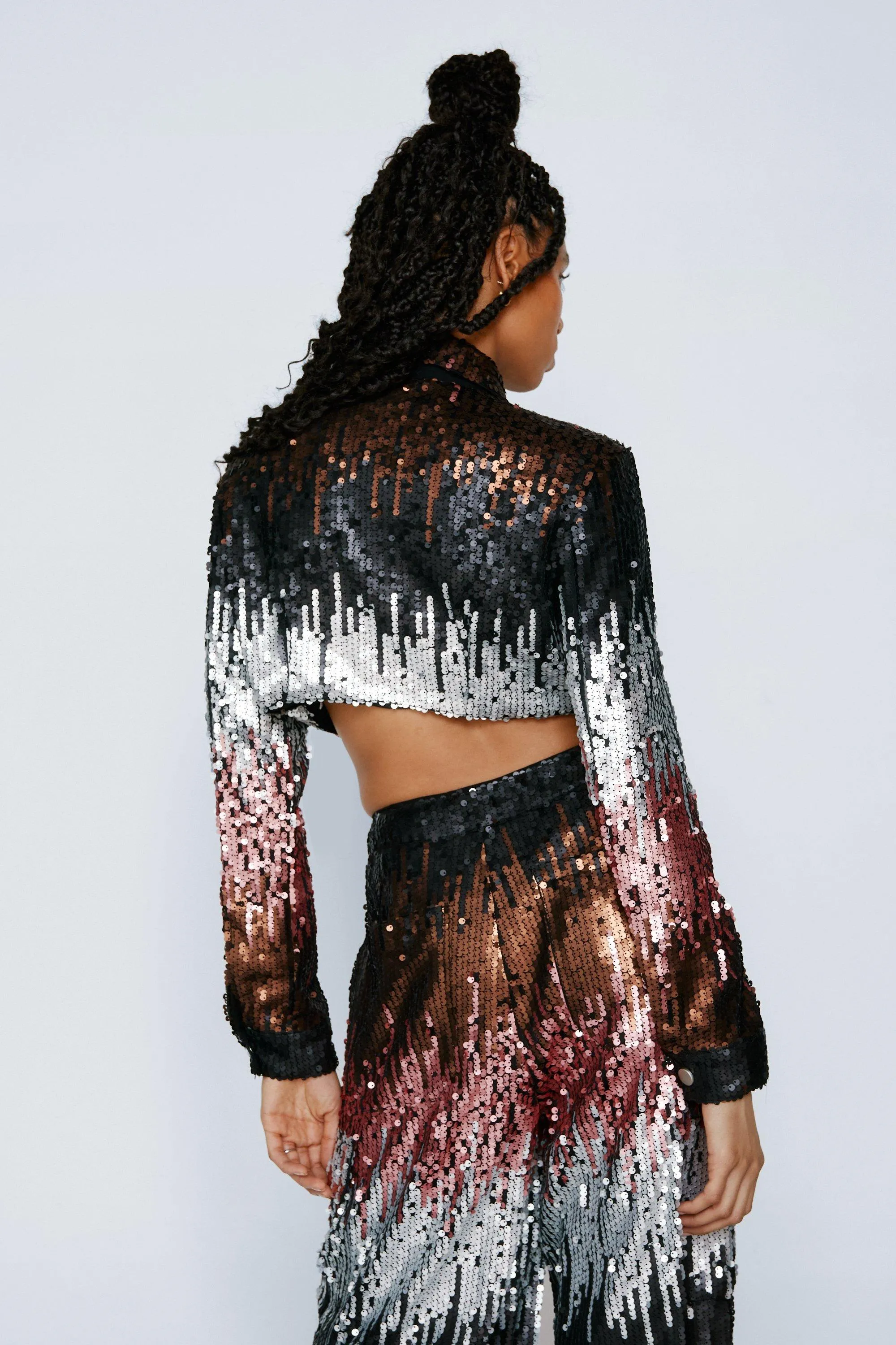 Jackets & Coats | Ombre Sequin Crop Jacket | NastyGal