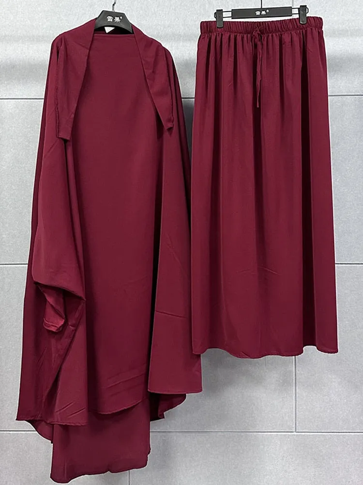 Jilbab 2 Piece Set Prayer Dress for Muslim Women Abaya+Skirt