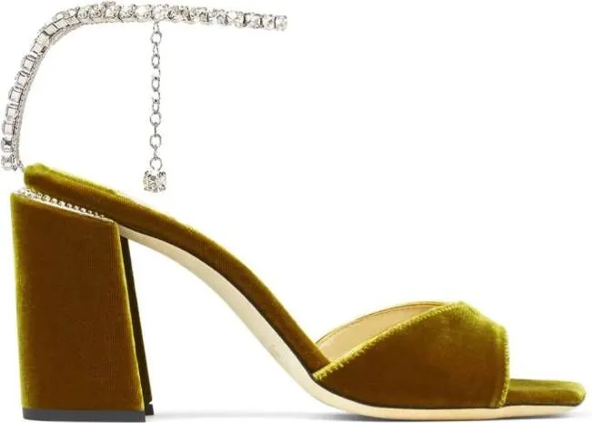 Jimmy Choo Saeda 85mm crystal-embellished sandals Yellow