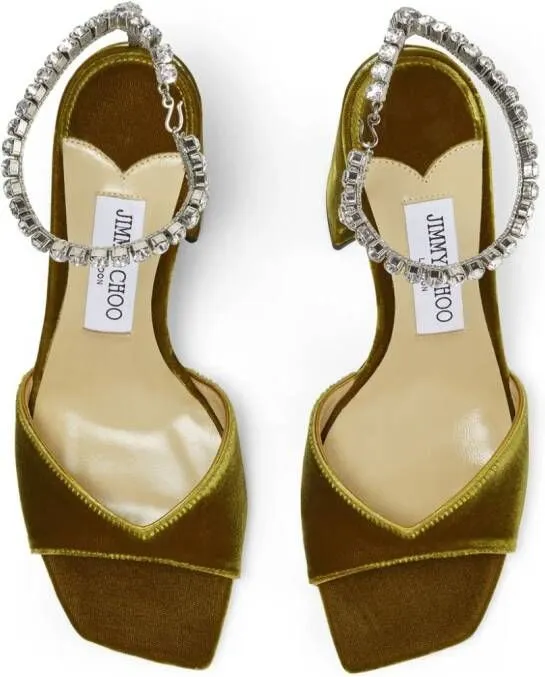 Jimmy Choo Saeda 85mm crystal-embellished sandals Yellow