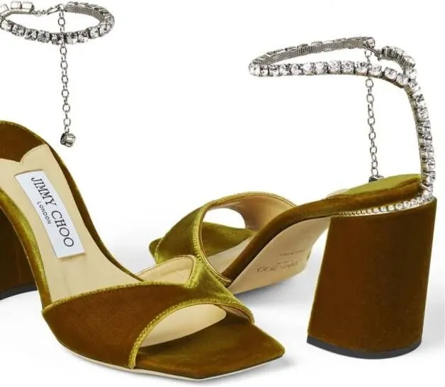 Jimmy Choo Saeda 85mm crystal-embellished sandals Yellow