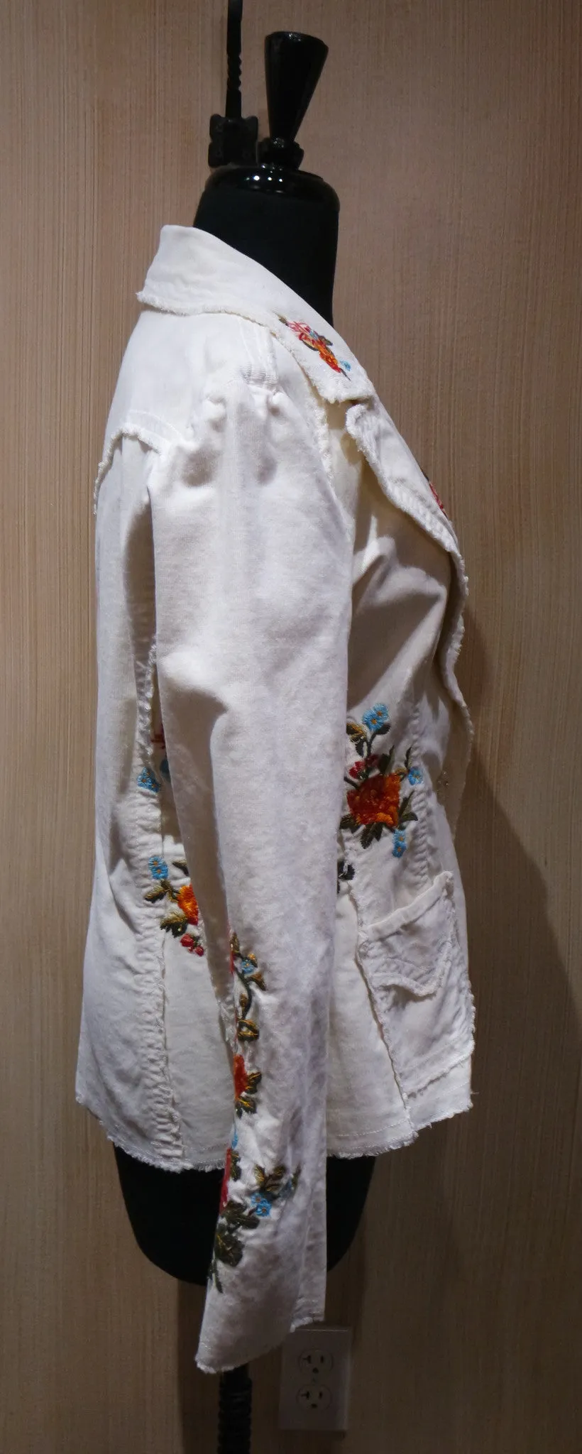 Johnny Was Embroidered Floral Corduroy Jacket