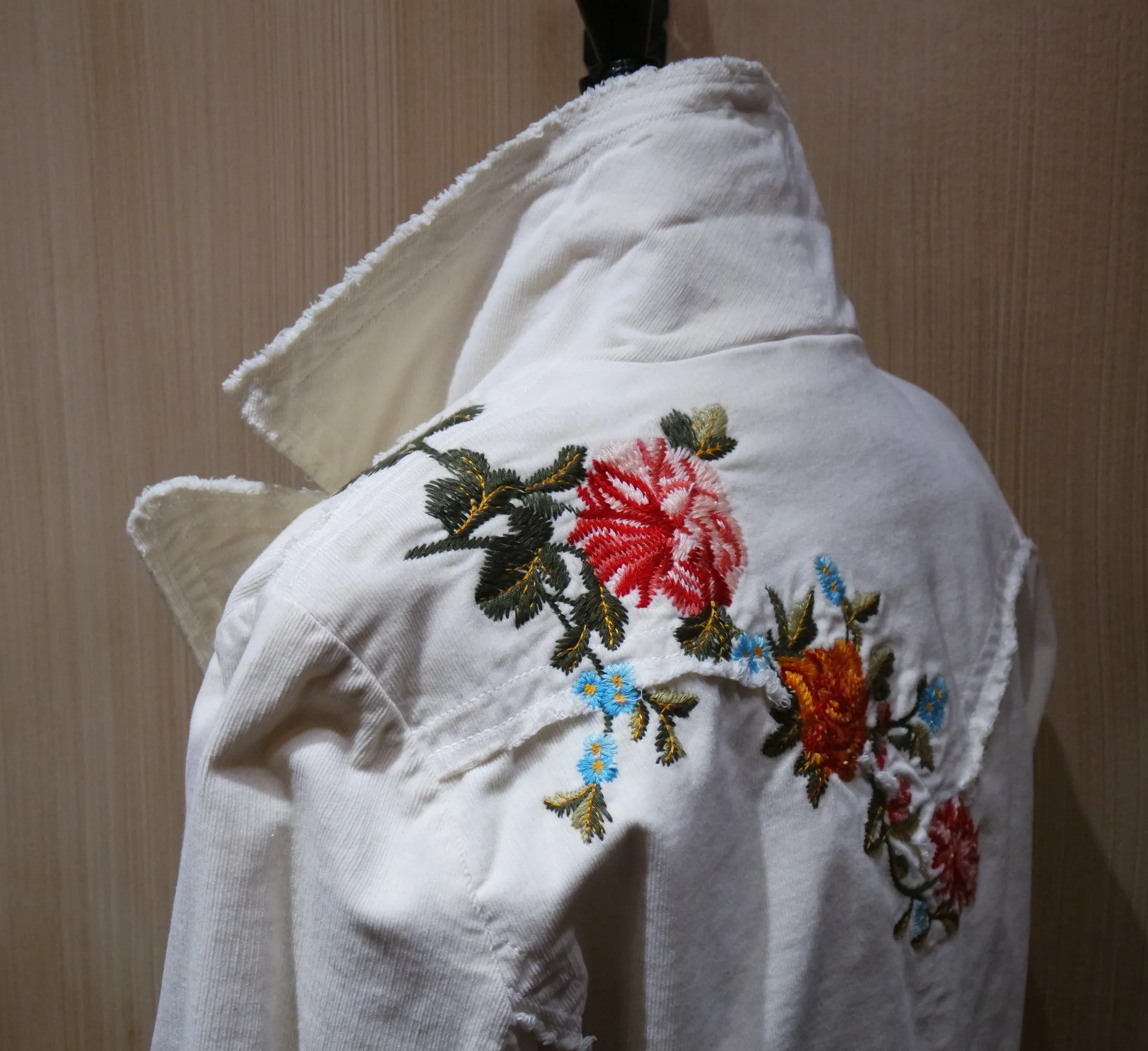 Johnny Was Embroidered Floral Corduroy Jacket